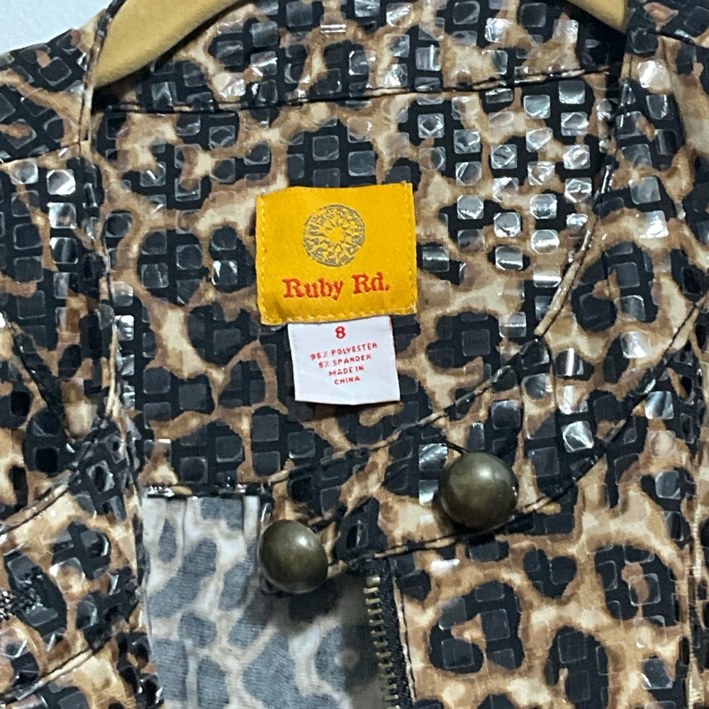 Ruby Rd Sequin Leopard Print Open Front Jacket Size 8 - Picture 4 of 6
